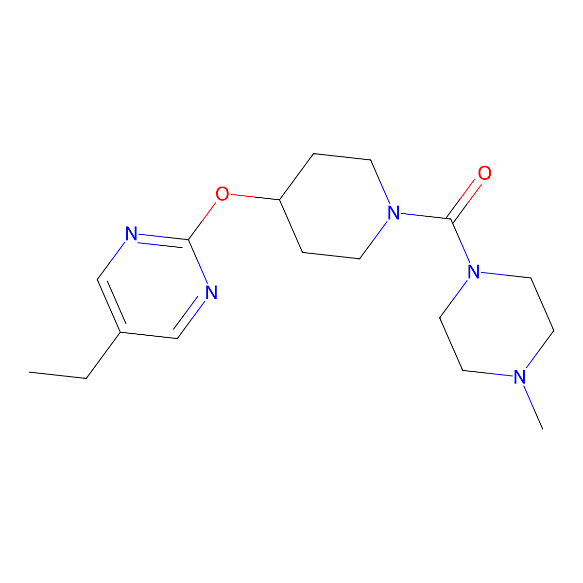 5-Ethyl-2-{[1-(4-methylpiperazine-1-carbonyl)piperidin-4-yl]oxy}pyrimidine molecular structure, CAS 2380175-49-3