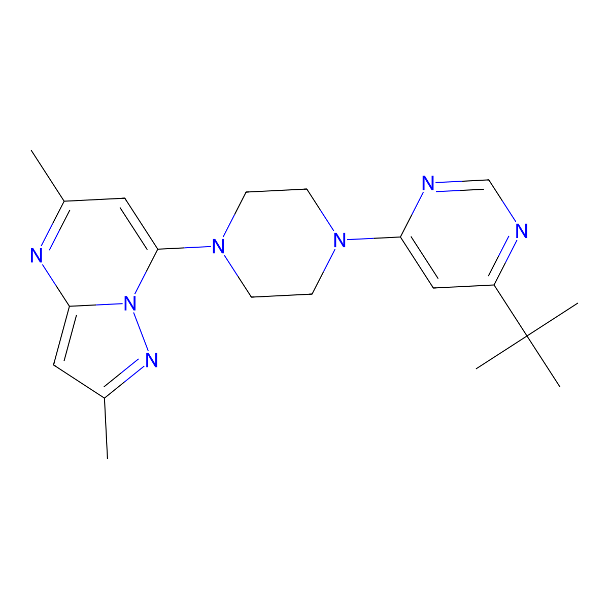 4-Tert-butyl-6-(4-{2,5-dimethylpyrazolo[1,5-a]pyrimidin-7-yl}piperazin-1-yl)pyrimidine molecular structure, CAS 2380175-52-8