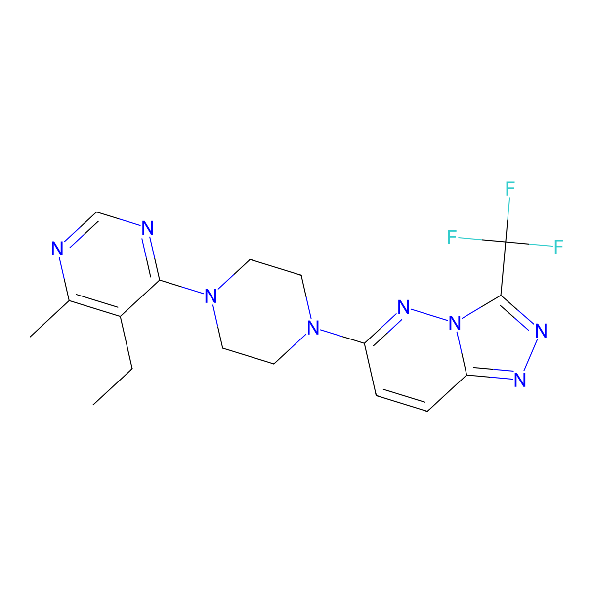 5-Ethyl-4-methyl-6-{4-[3-(trifluoromethyl)-[1,2,4]triazolo[4,3-b]pyridazin-6-yl]piperazin-1-yl}pyrimidine molecular structure, CAS 2380175-59-5