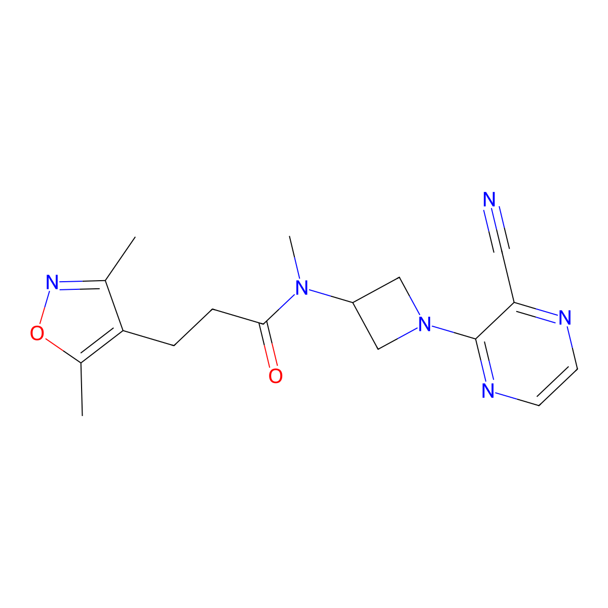 N-[1-(3-Cyanopyrazin-2-yl)azetidin-3-yl]-3-(3,5-dimethyl-1,2-oxazol-4-yl)-N-methylpropanamide molecular structure, CAS 2380175-68-6