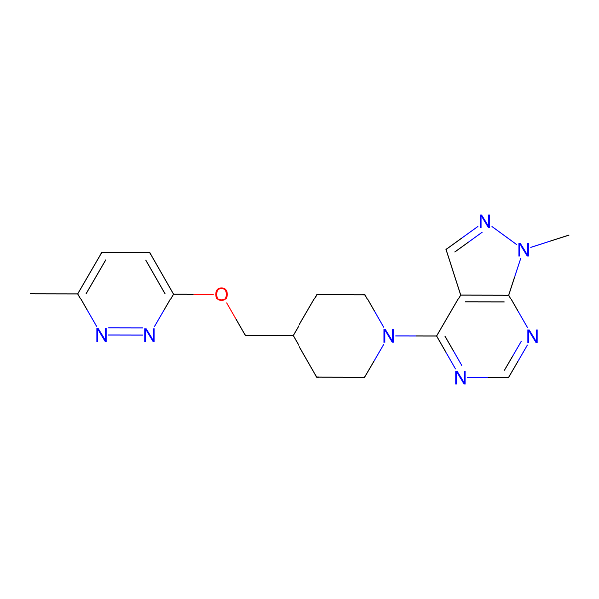 3-methyl-6-[(1-{1-methyl-1H-pyrazolo[3,4-d]pyrimidin-4-yl}piperidin-4-yl)methoxy]pyridazine molecular structure, CAS 2380175-73-3