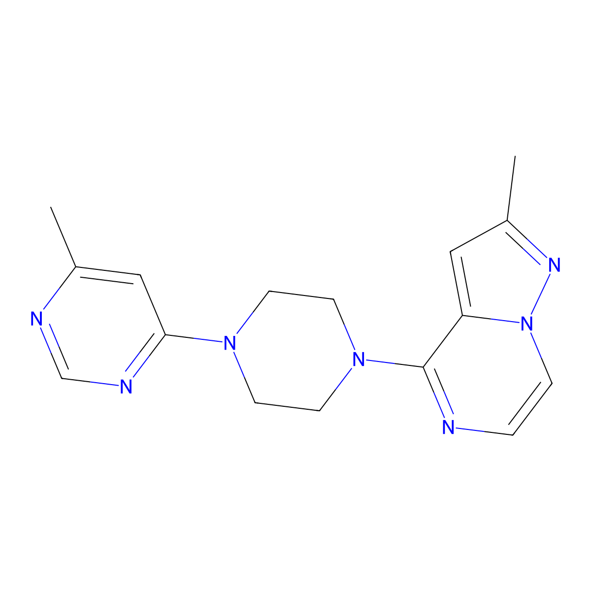 4-Methyl-6-(4-{2-methylpyrazolo[1,5-a]pyrazin-4-yl}piperazin-1-yl)pyrimidine molecular structure, CAS 2380175-74-4
