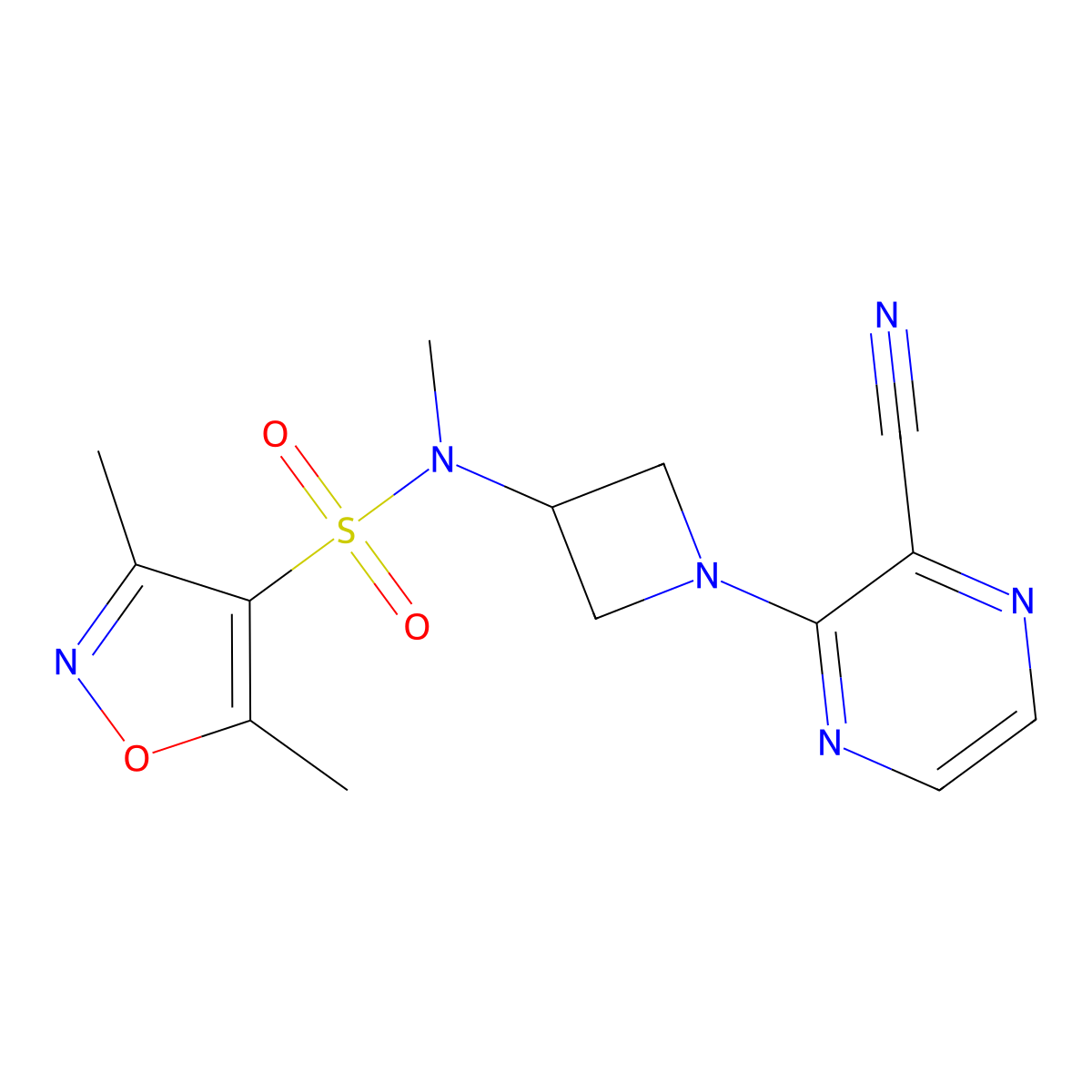 N-[1-(3-Cyanopyrazin-2-yl)azetidin-3-yl]-N,3,5-trimethyl-1,2-oxazole-4-sulfonamide molecular structure, CAS 2380175-86-8