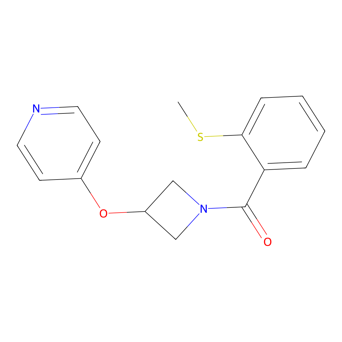 4-({1-[2-(Methylsulfanyl)benzoyl]azetidin-3-yl}oxy)pyridine molecular structure, CAS 2380175-87-9