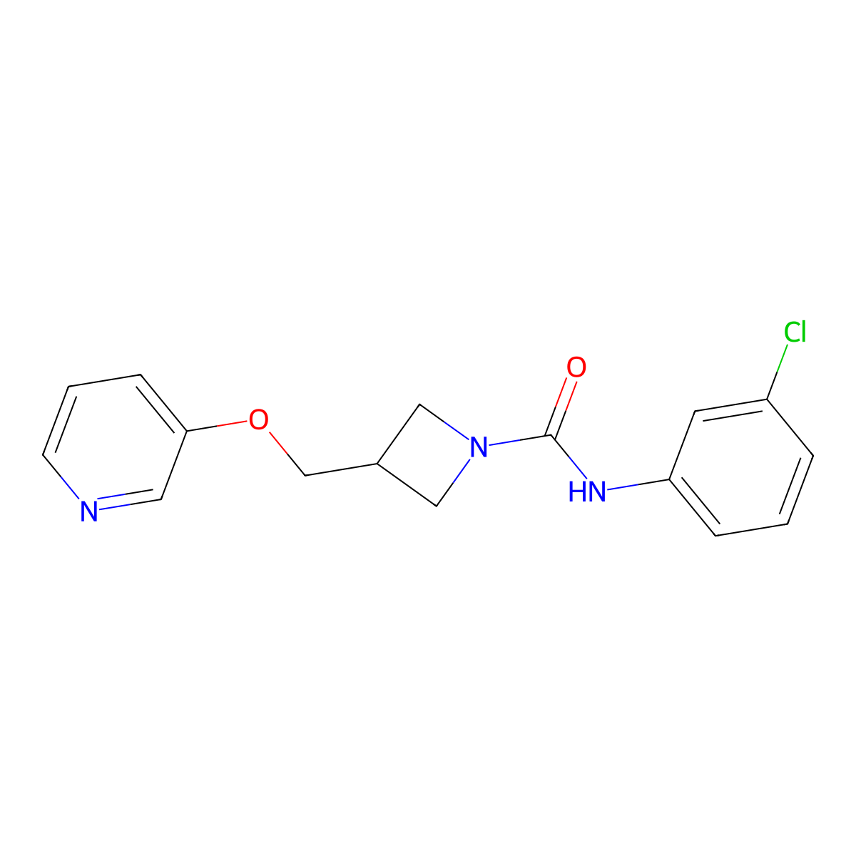 N-(3-chlorophenyl)-3-[(pyridin-3-yloxy)methyl]azetidine-1-carboxamide molecular structure, CAS 2380175-91-5