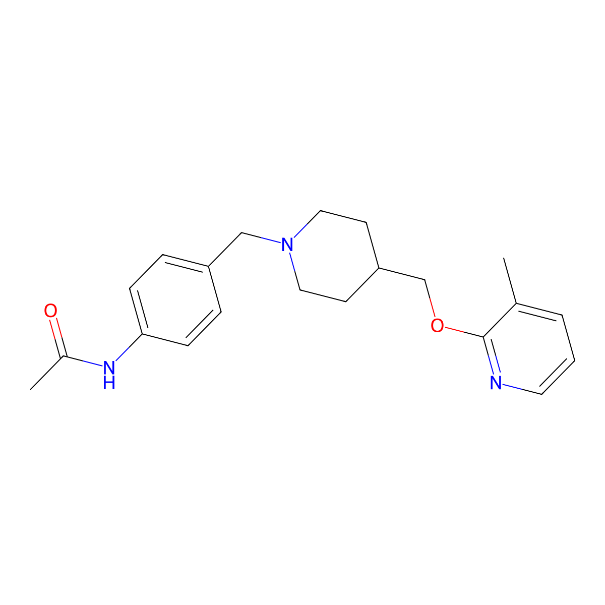 N-{4-[(4-{[(3-methylpyridin-2-yl)oxy]methyl}piperidin-1-yl)methyl]phenyl}acetamide molecular structure, CAS 2380175-92-6