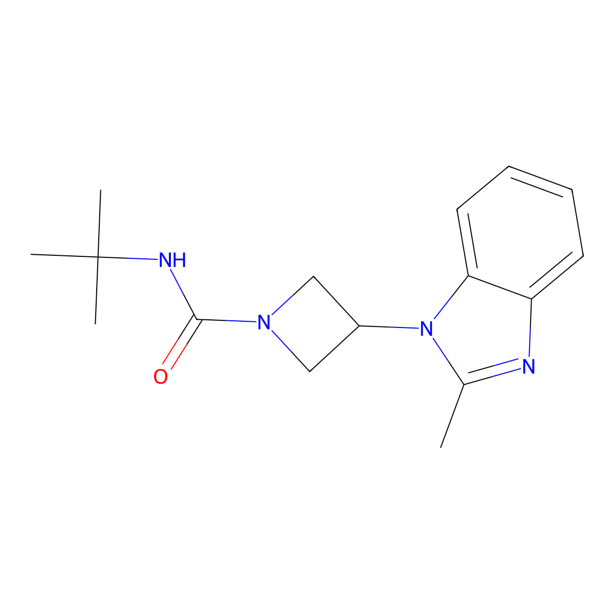 N-tert-butyl-3-(2-methyl-1H-1,3-benzodiazol-1-yl)azetidine-1-carboxamide molecular structure, CAS 2380175-98-2