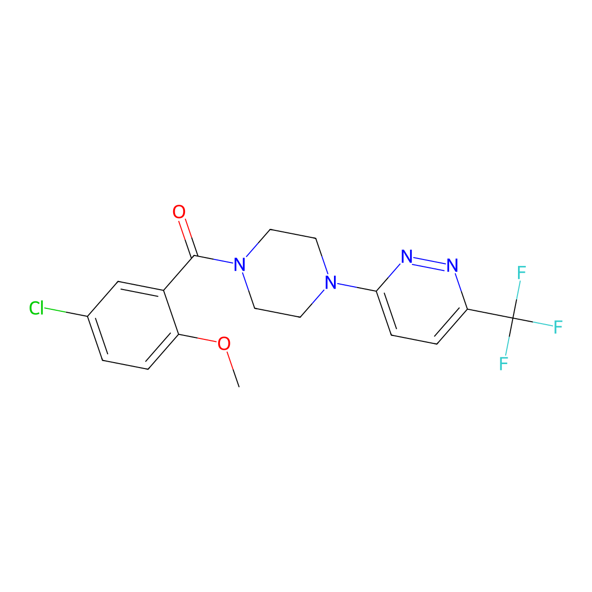 3-[4-(5-Chloro-2-methoxybenzoyl)piperazin-1-yl]-6-(trifluoromethyl)pyridazine molecular structure, CAS 2380176-00-9