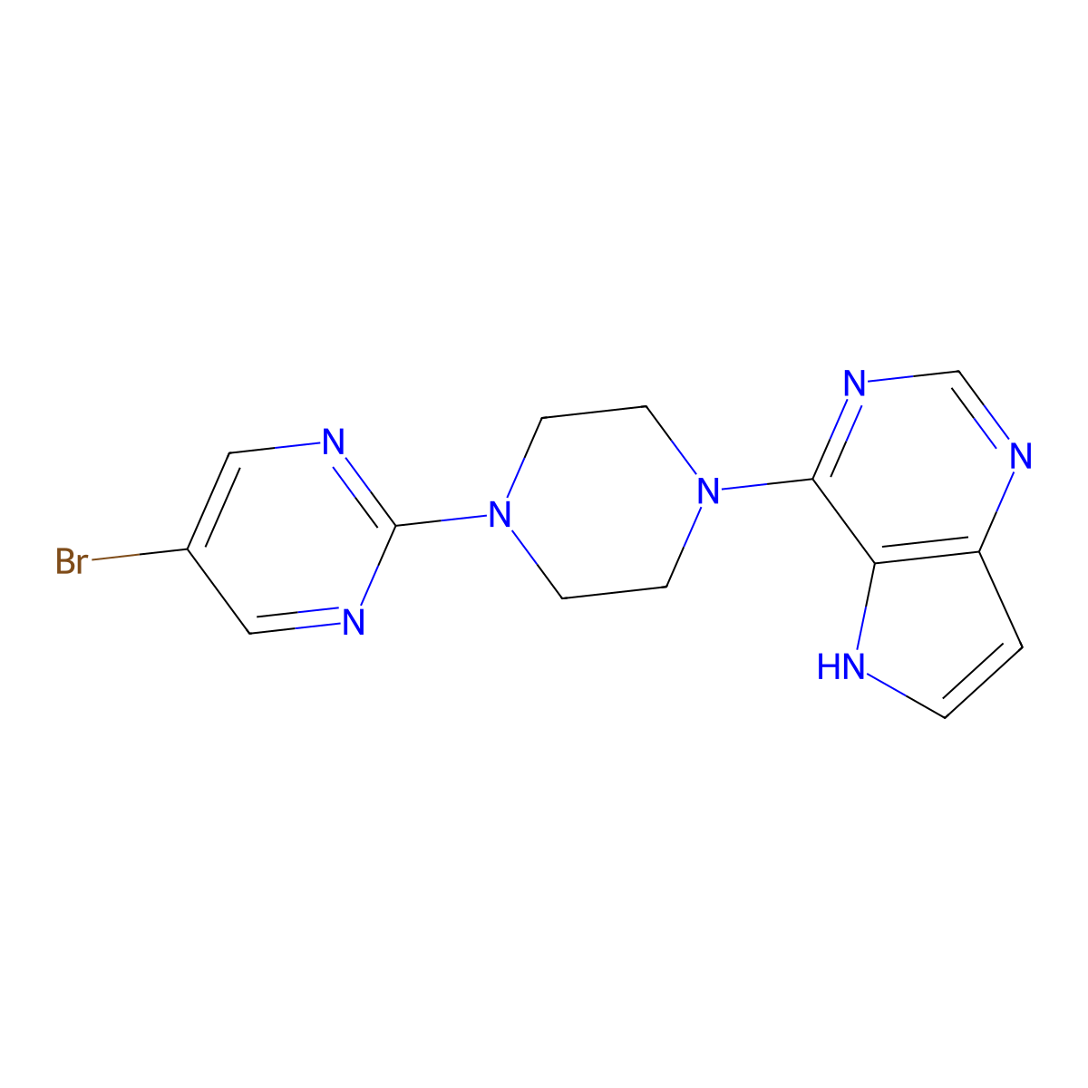 5-bromo-2-(4-{5H-pyrrolo[3,2-d]pyrimidin-4-yl}piperazin-1-yl)pyrimidine molecular structure, CAS 2380176-01-0