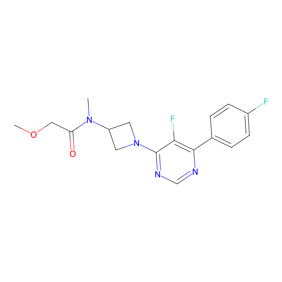 N-{1-[5-fluoro-6-(4-fluorophenyl)pyrimidin-4-yl]azetidin-3-yl}-2-methoxy-N-methylacetamide molecular structure, CAS 2380176-02-1