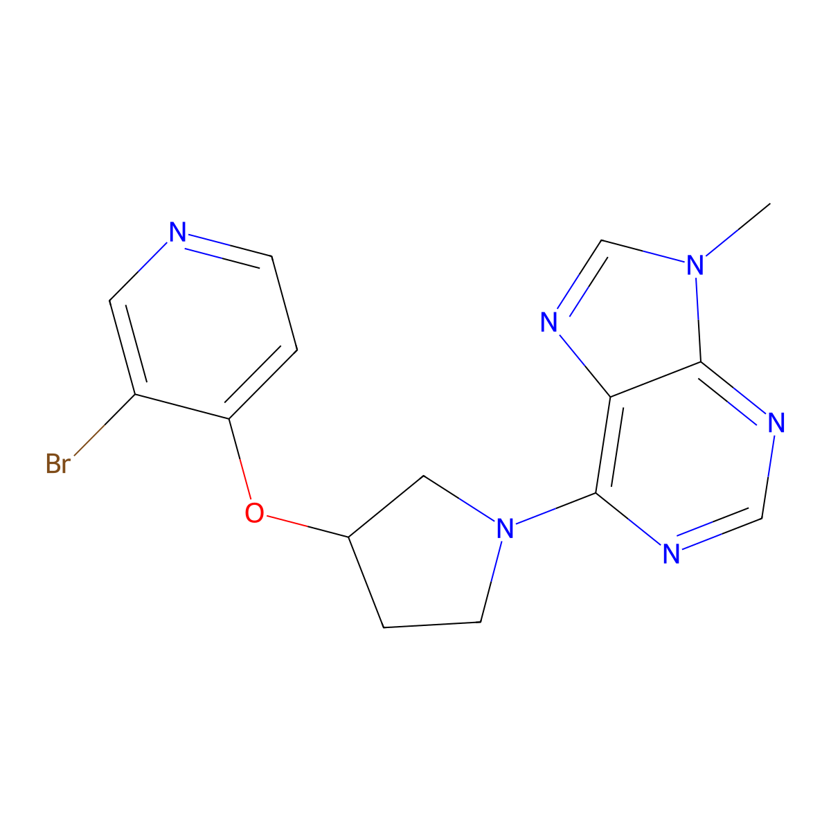 6-{3-[(3-bromopyridin-4-yl)oxy]pyrrolidin-1-yl}-9-methyl-9H-purine molecular structure, CAS 2380176-03-2
