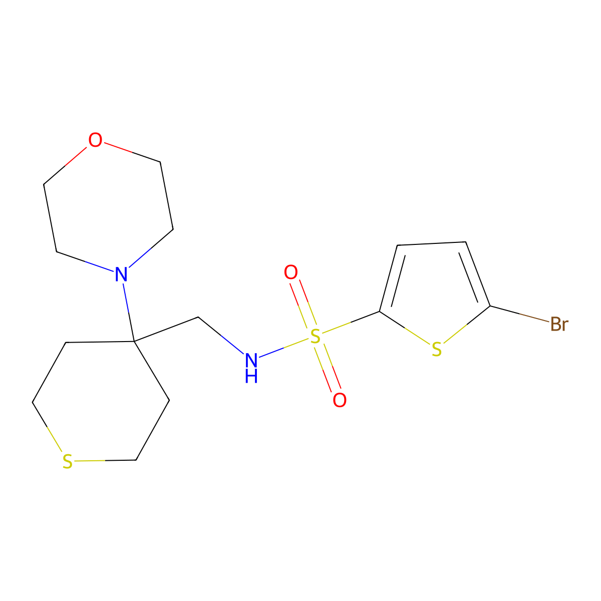 5-bromo-N-{[4-(morpholin-4-yl)thian-4-yl]methyl}thiophene-2-sulfonamide molecular structure, CAS 2380176-04-3