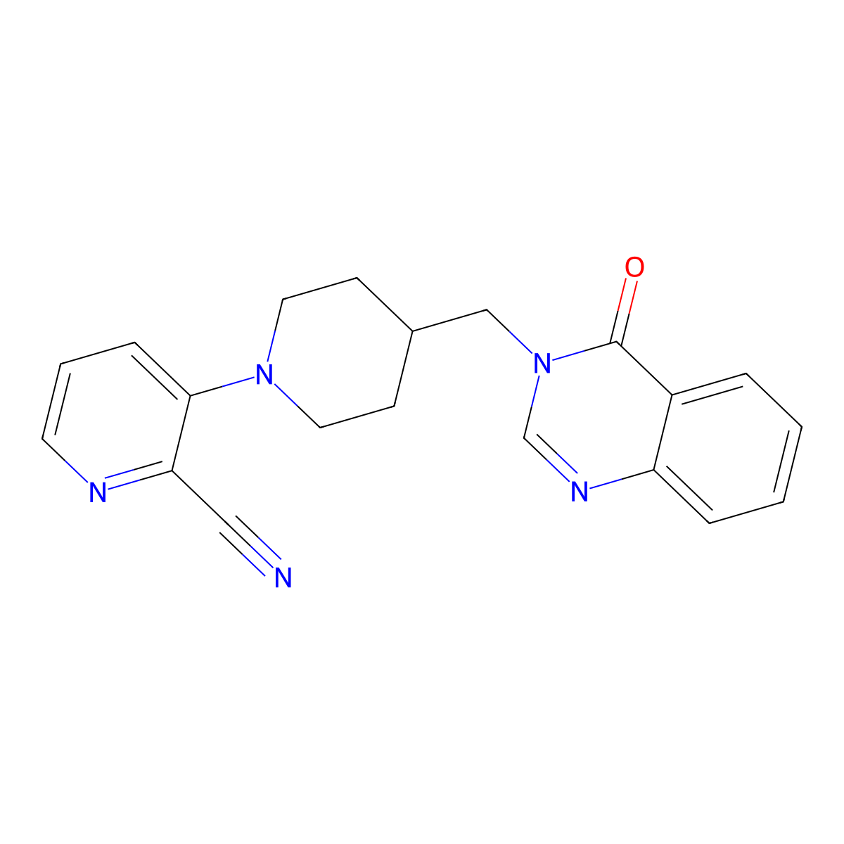 3-{4-[(4-Oxo-3,4-dihydroquinazolin-3-yl)methyl]piperidin-1-yl}pyridine-2-carbonitrile molecular structure, CAS 2380176-05-4