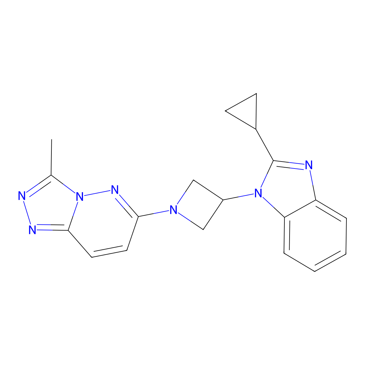 2-cyclopropyl-1-(1-{3-methyl-[1,2,4]triazolo[4,3-b]pyridazin-6-yl}azetidin-3-yl)-1H-1,3-benzodiazole molecular structure, CAS 2380176-19-0