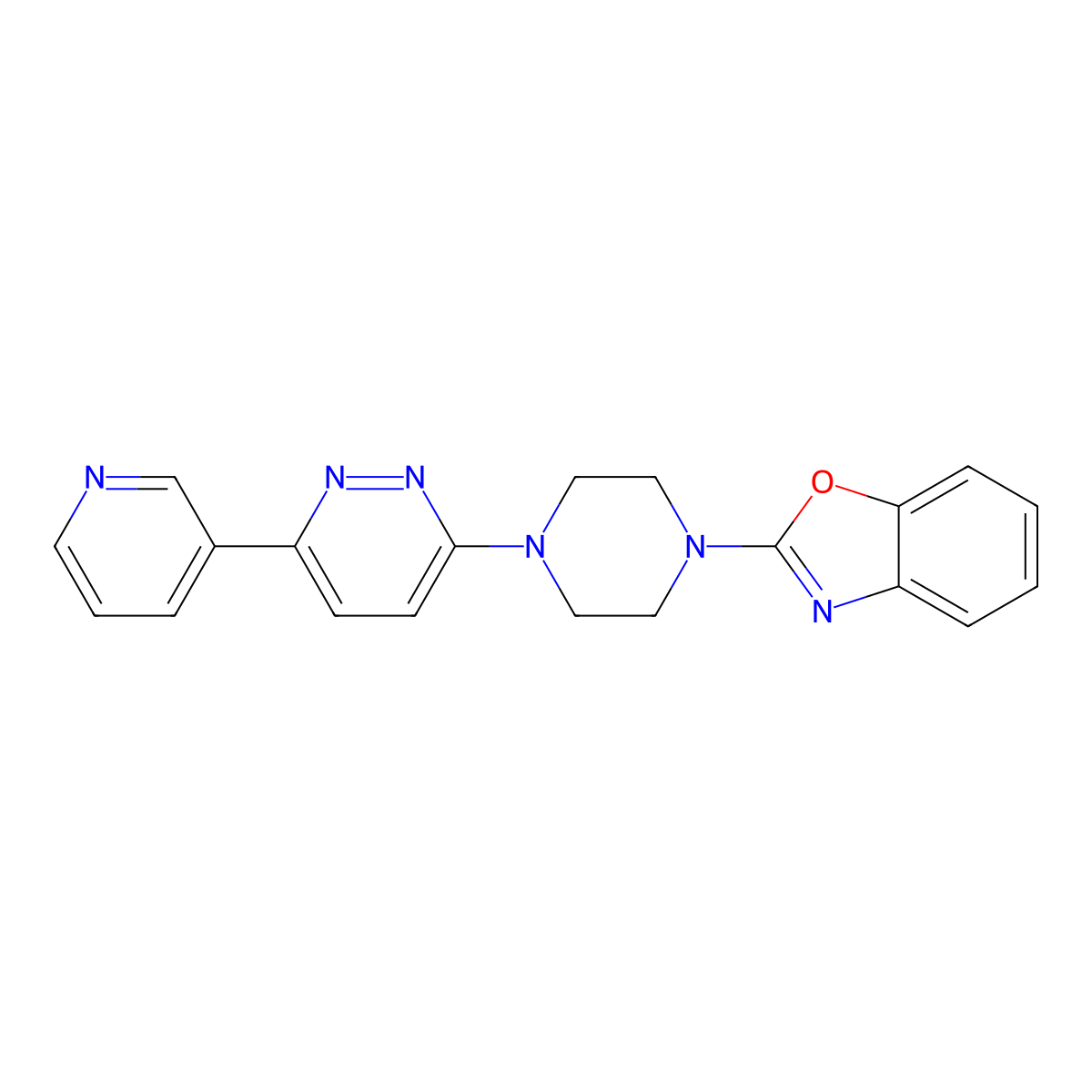 2-{4-[6-(Pyridin-3-yl)pyridazin-3-yl]piperazin-1-yl}-1,3-benzoxazole molecular structure, CAS 2380176-20-3