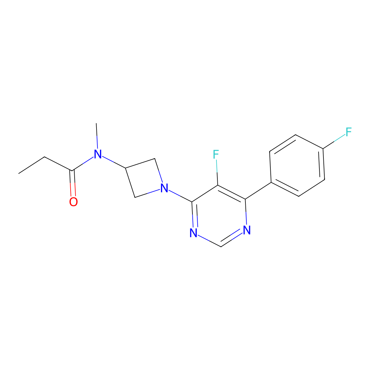 N-{1-[5-fluoro-6-(4-fluorophenyl)pyrimidin-4-yl]azetidin-3-yl}-N-methylpropanamide molecular structure, CAS 2380176-23-6