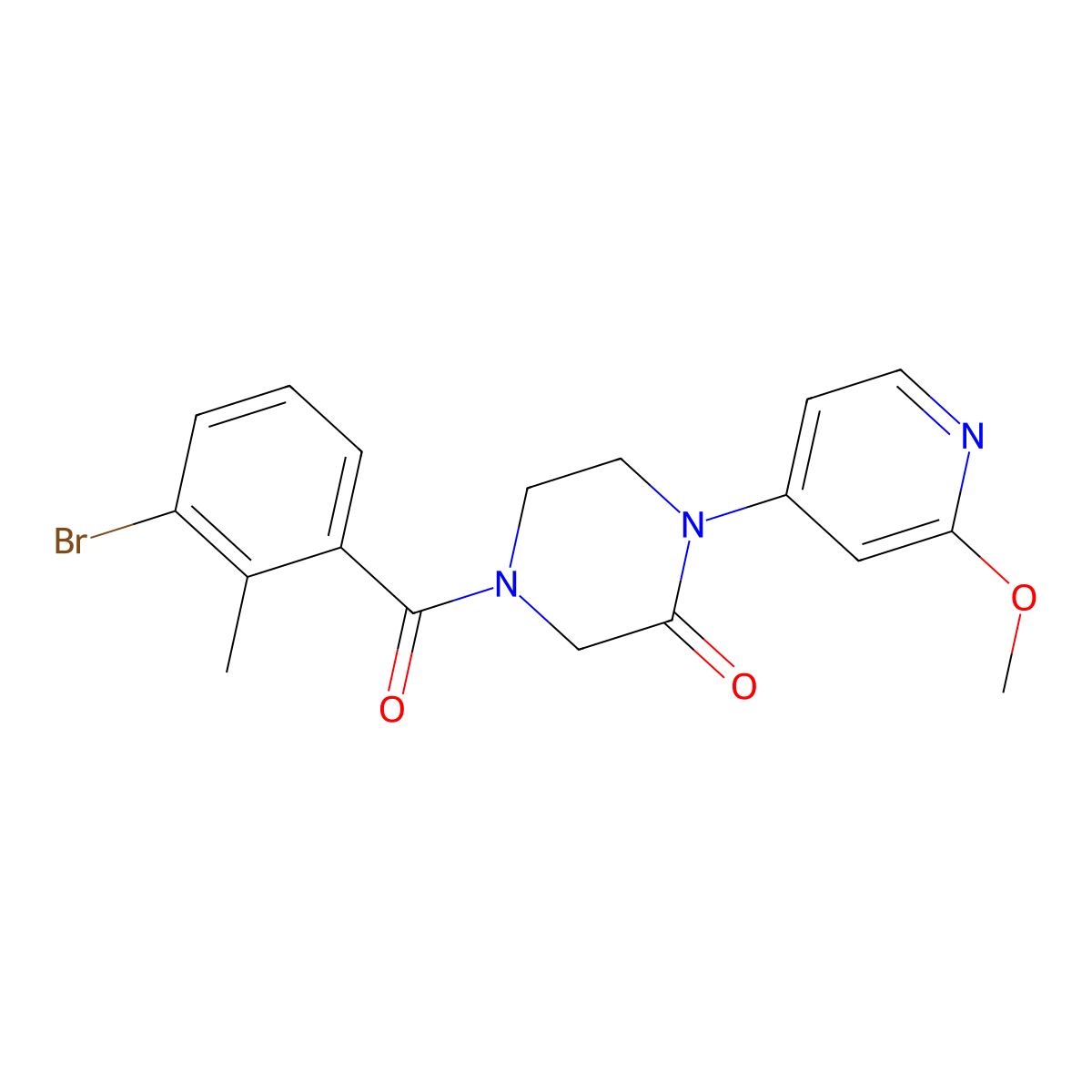 4-(3-Bromo-2-methylbenzoyl)-1-(2-methoxypyridin-4-yl)piperazin-2-one molecular structure, CAS 2380176-24-7