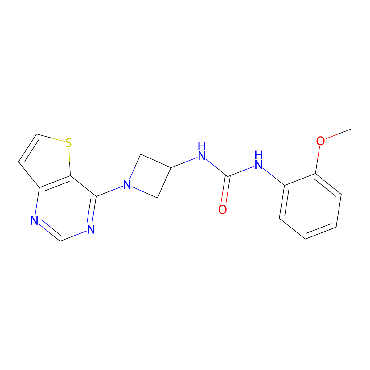 1-(2-Methoxyphenyl)-3-(1-{thieno[3,2-d]pyrimidin-4-yl}azetidin-3-yl)urea molecular structure, CAS 2380176-26-9