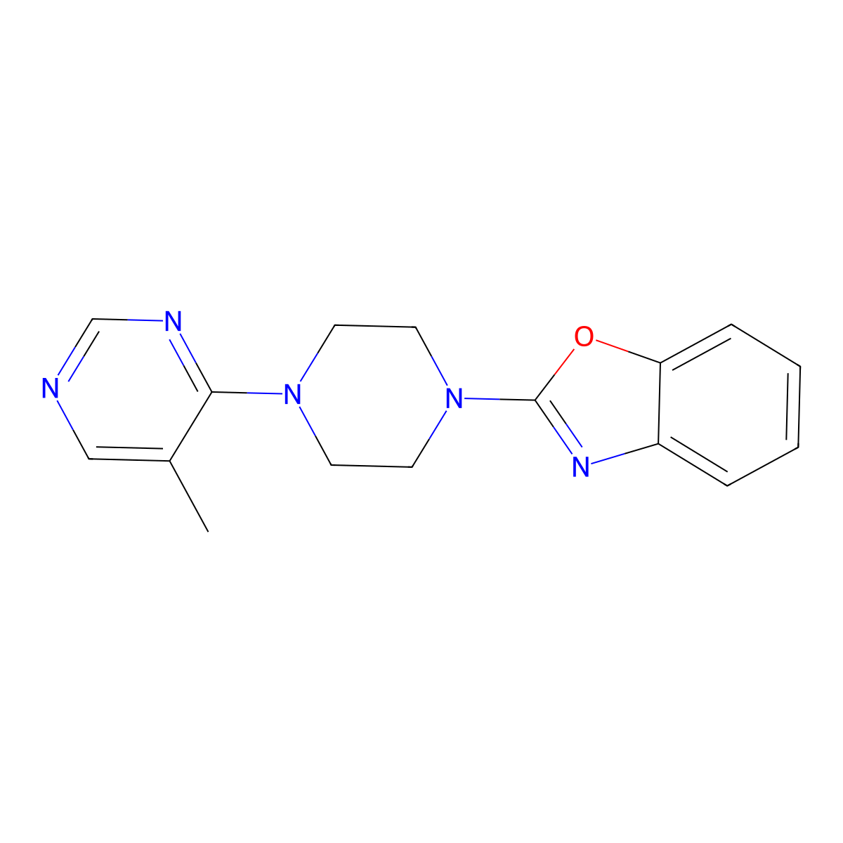 2-[4-(5-Methylpyrimidin-4-yl)piperazin-1-yl]-1,3-benzoxazole molecular structure, CAS 2380176-39-4