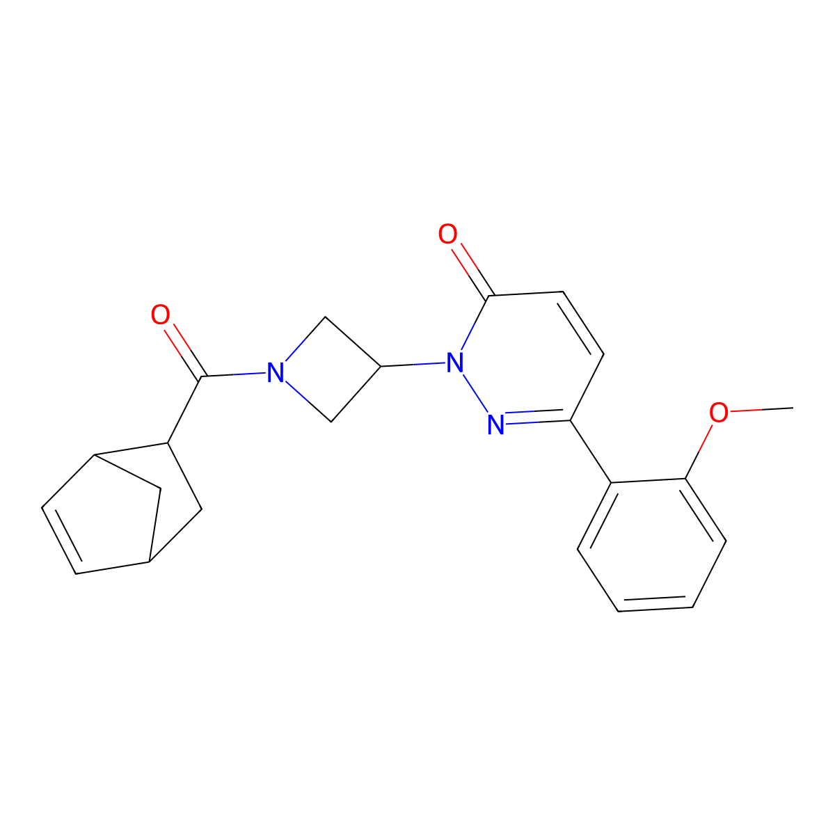 2-(1-{Bicyclo[2.2.1]hept-5-ene-2-carbonyl}azetidin-3-yl)-6-(2-methoxyphenyl)-2,3-dihydropyridazin-3-one molecular structure, CAS 2380176-42-9