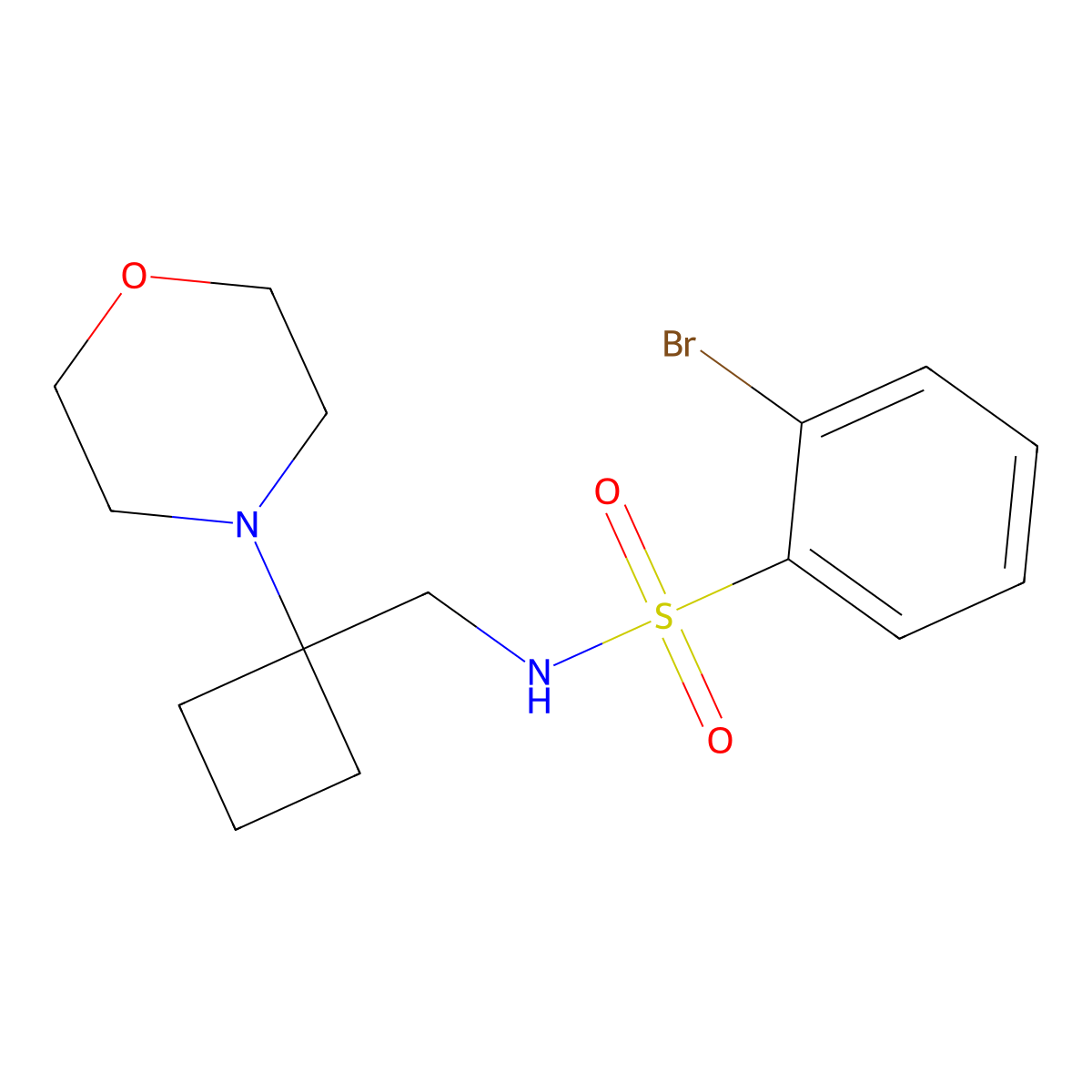 2-bromo-N-{[1-(morpholin-4-yl)cyclobutyl]methyl}benzene-1-sulfonamide molecular structure, CAS 2380176-47-4