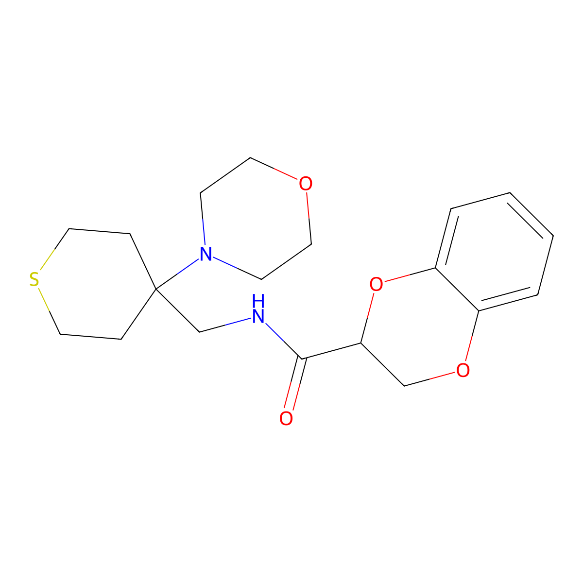 N-{[4-(morpholin-4-yl)thian-4-yl]methyl}-2,3-dihydro-1,4-benzodioxine-2-carboxamide molecular structure, CAS 2380176-48-5
