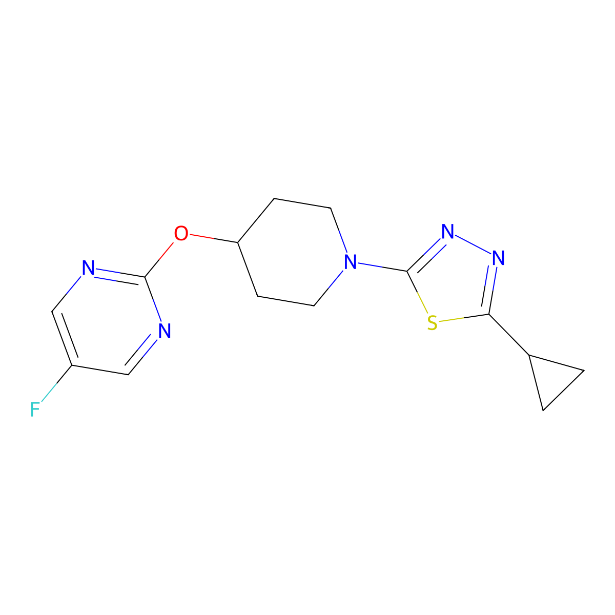 2-{[1-(5-Cyclopropyl-1,3,4-thiadiazol-2-yl)piperidin-4-yl]oxy}-5-fluoropyrimidine molecular structure, CAS 2380176-53-2