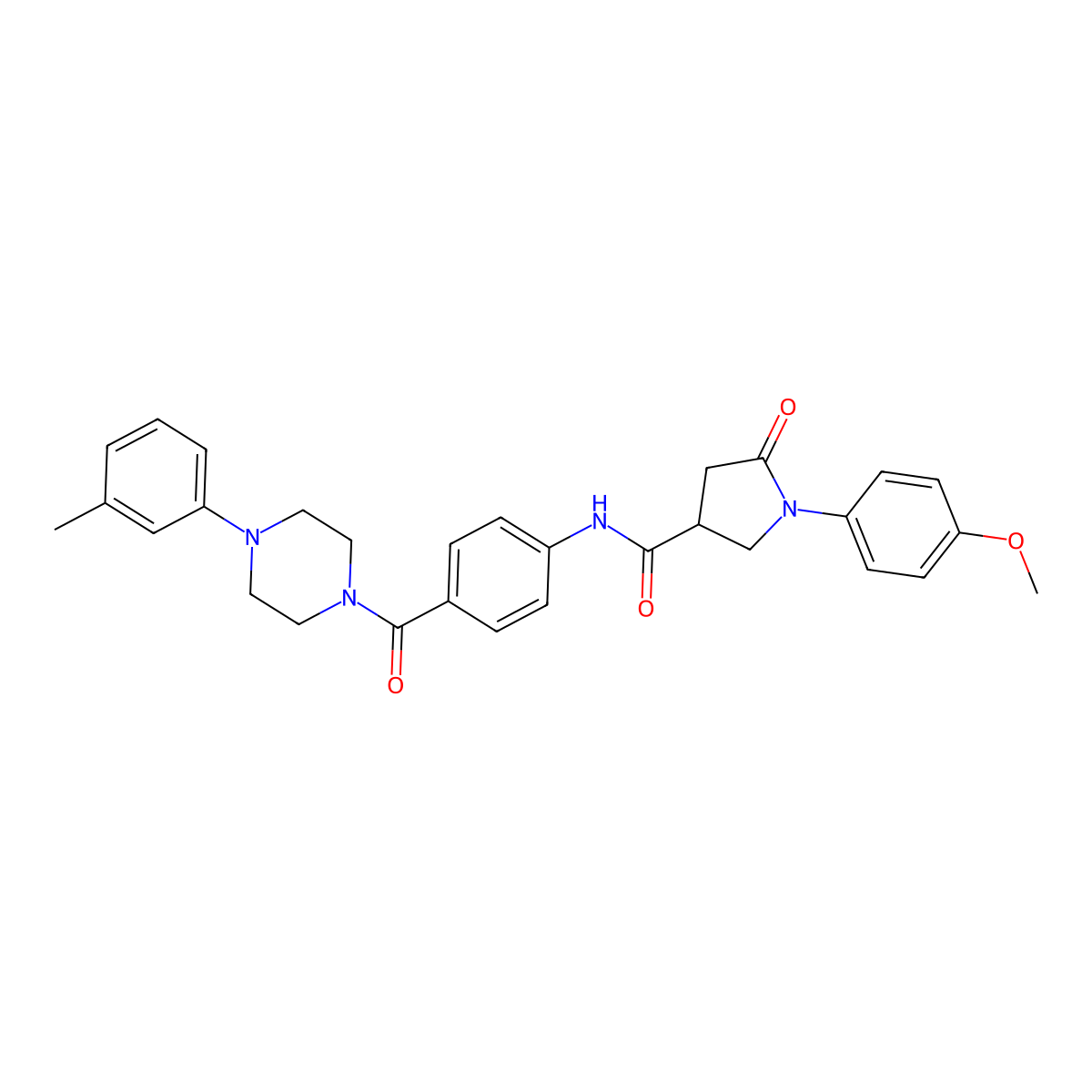 1-(4-methoxyphenyl)-N-{4-[4-(3-methylphenyl)piperazine-1-carbonyl]phenyl}-5-oxopyrrolidine-3-carboxamide molecular structure, CAS 2380176-54-3