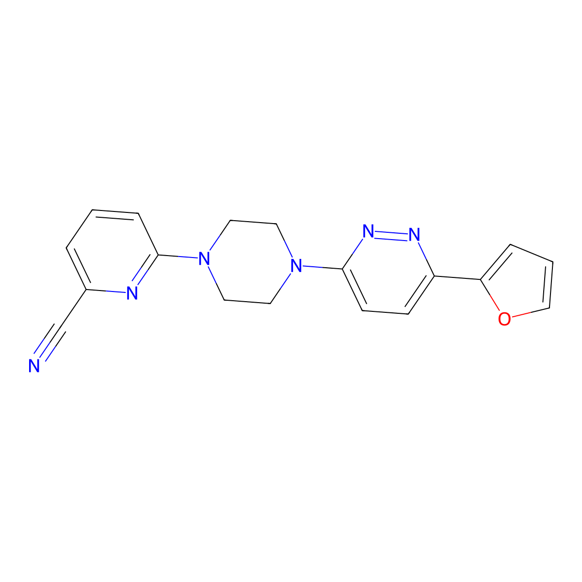 6-{4-[6-(Furan-2-yl)pyridazin-3-yl]piperazin-1-yl}pyridine-2-carbonitrile molecular structure, CAS 2380176-57-6