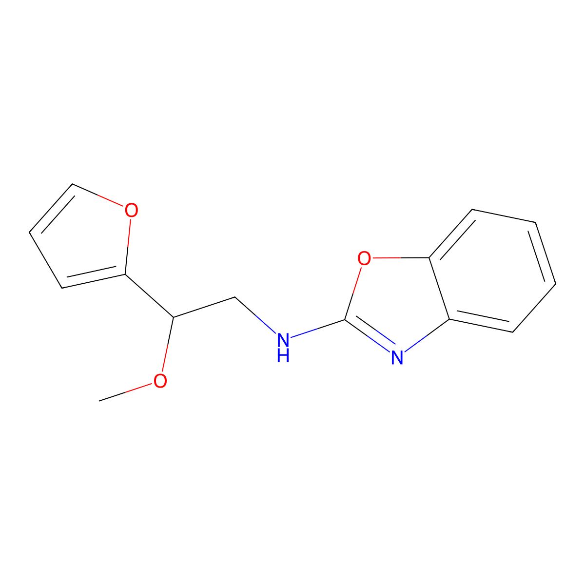 N-[2-(Furan-2-yl)-2-methoxyethyl]-1,3-benzoxazol-2-amine molecular structure, CAS 2380176-62-3