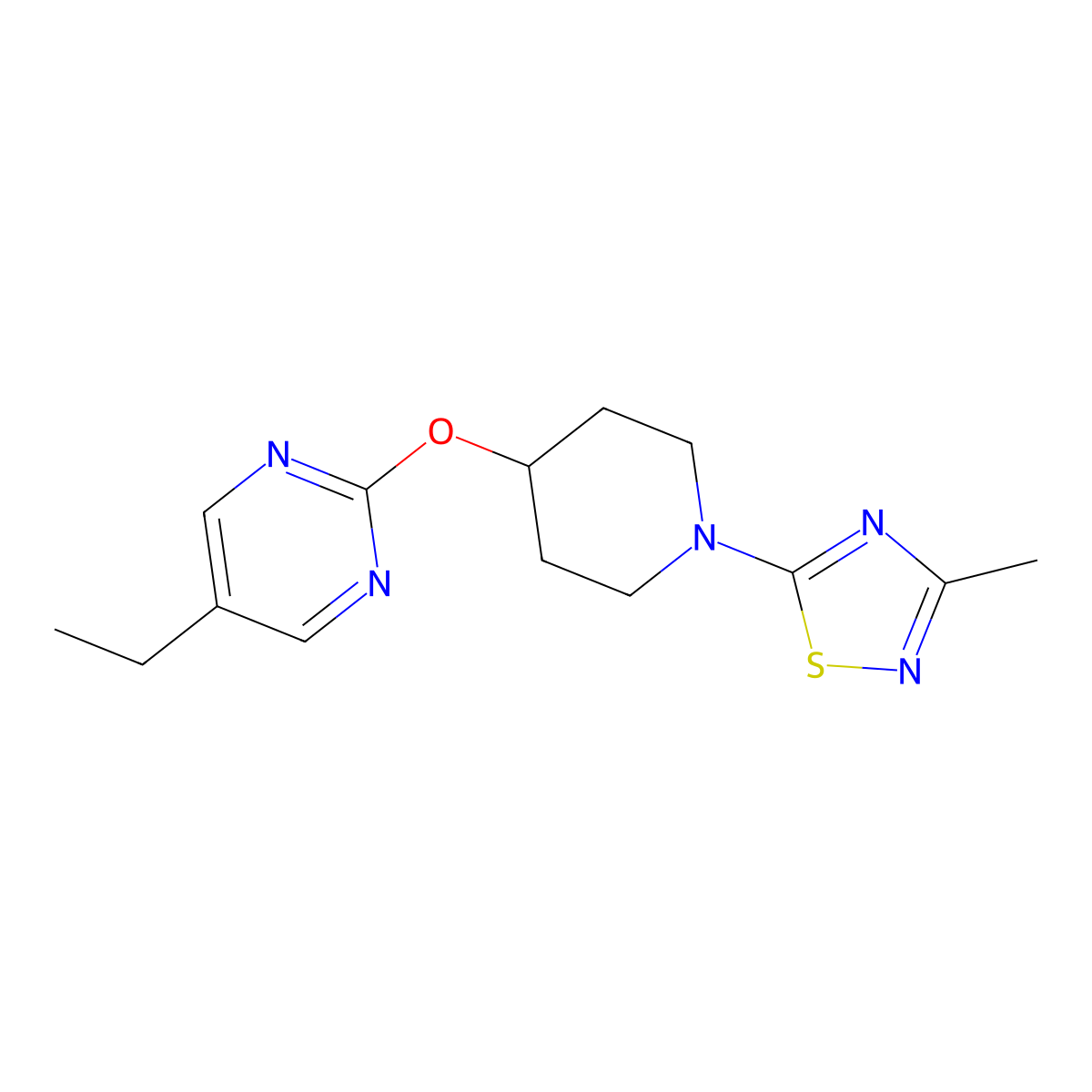 5-Ethyl-2-{[1-(3-methyl-1,2,4-thiadiazol-5-yl)piperidin-4-yl]oxy}pyrimidine molecular structure, CAS 2380176-65-6