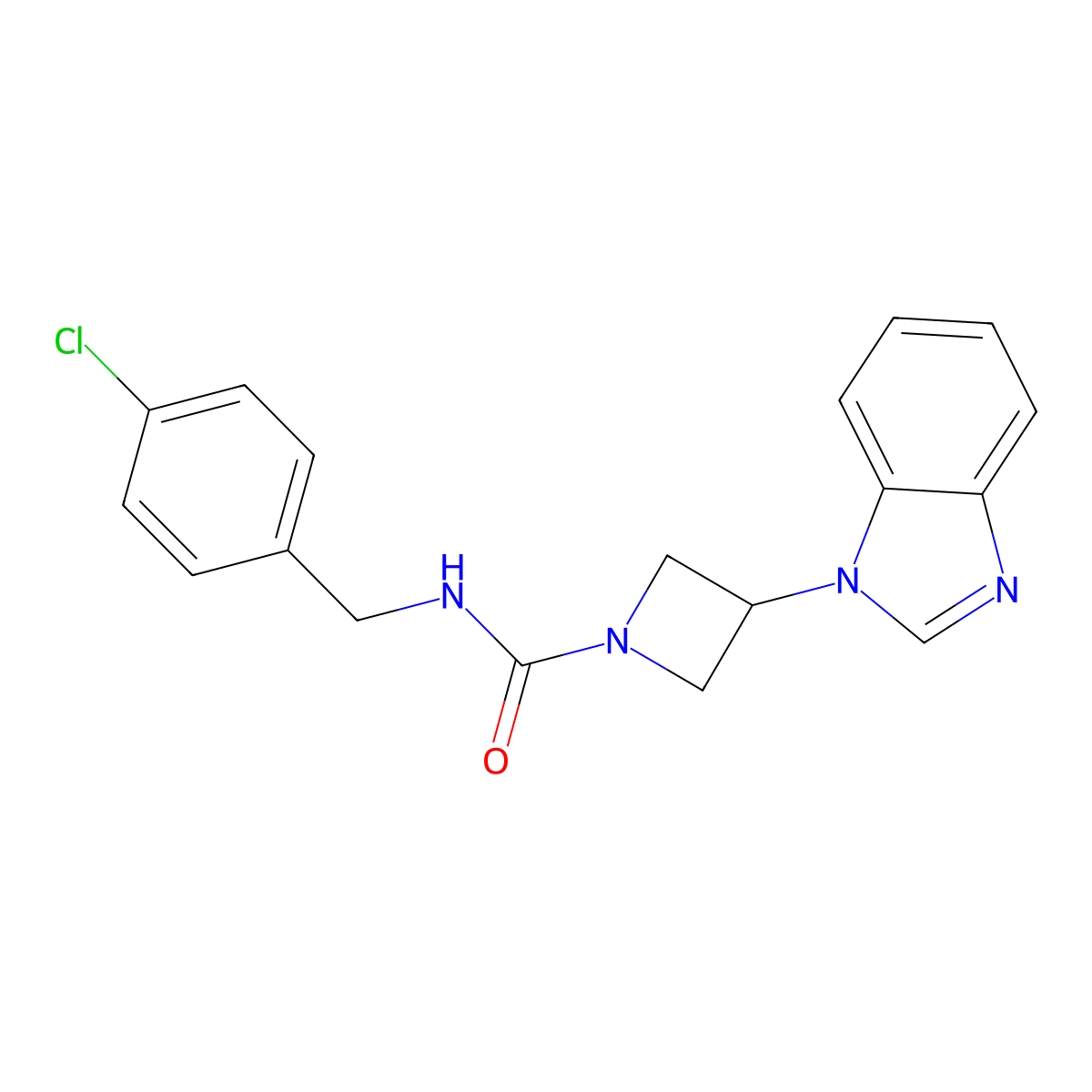 3-(1H-1,3-benzodiazol-1-yl)-N-[(4-chlorophenyl)methyl]azetidine-1-carboxamide molecular structure, CAS 2380176-66-7