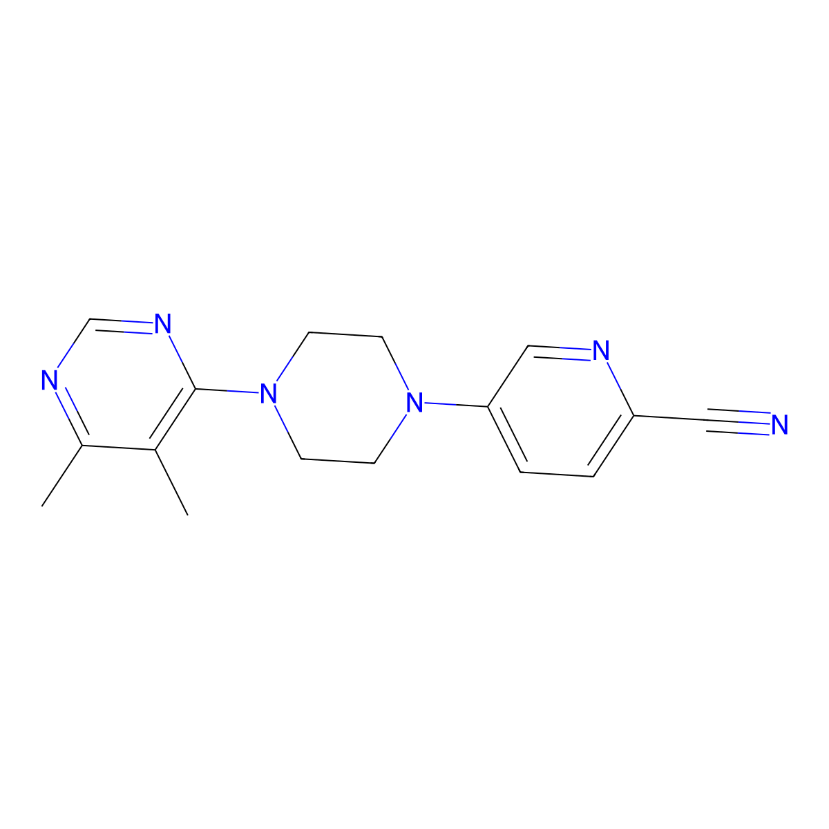 5-[4-(5,6-Dimethylpyrimidin-4-yl)piperazin-1-yl]pyridine-2-carbonitrile molecular structure, CAS 2380176-68-9