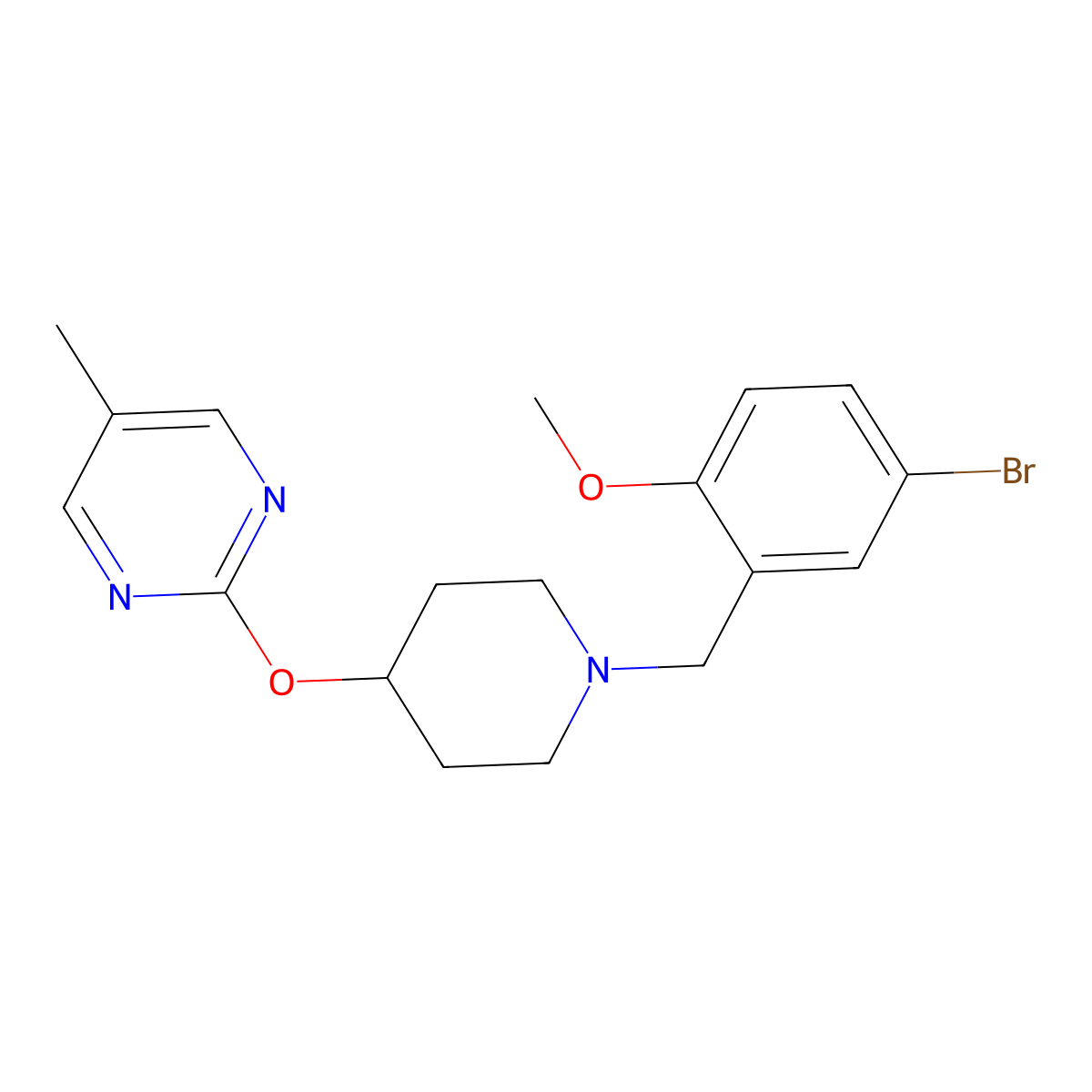 2-({1-[(5-Bromo-2-methoxyphenyl)methyl]piperidin-4-yl}oxy)-5-methylpyrimidine molecular structure, CAS 2380176-69-0