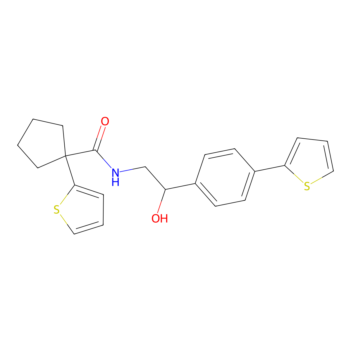 N-{2-hydroxy-2-[4-(thiophen-2-yl)phenyl]ethyl}-1-(thiophen-2-yl)cyclopentane-1-carboxamide molecular structure, CAS 2380176-71-4