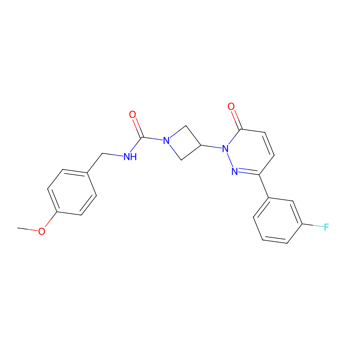 3-[3-(3-fluorophenyl)-6-oxo-1,6-dihydropyridazin-1-yl]-N-[(4-methoxyphenyl)methyl]azetidine-1-carboxamide molecular structure, CAS 2380176-72-5