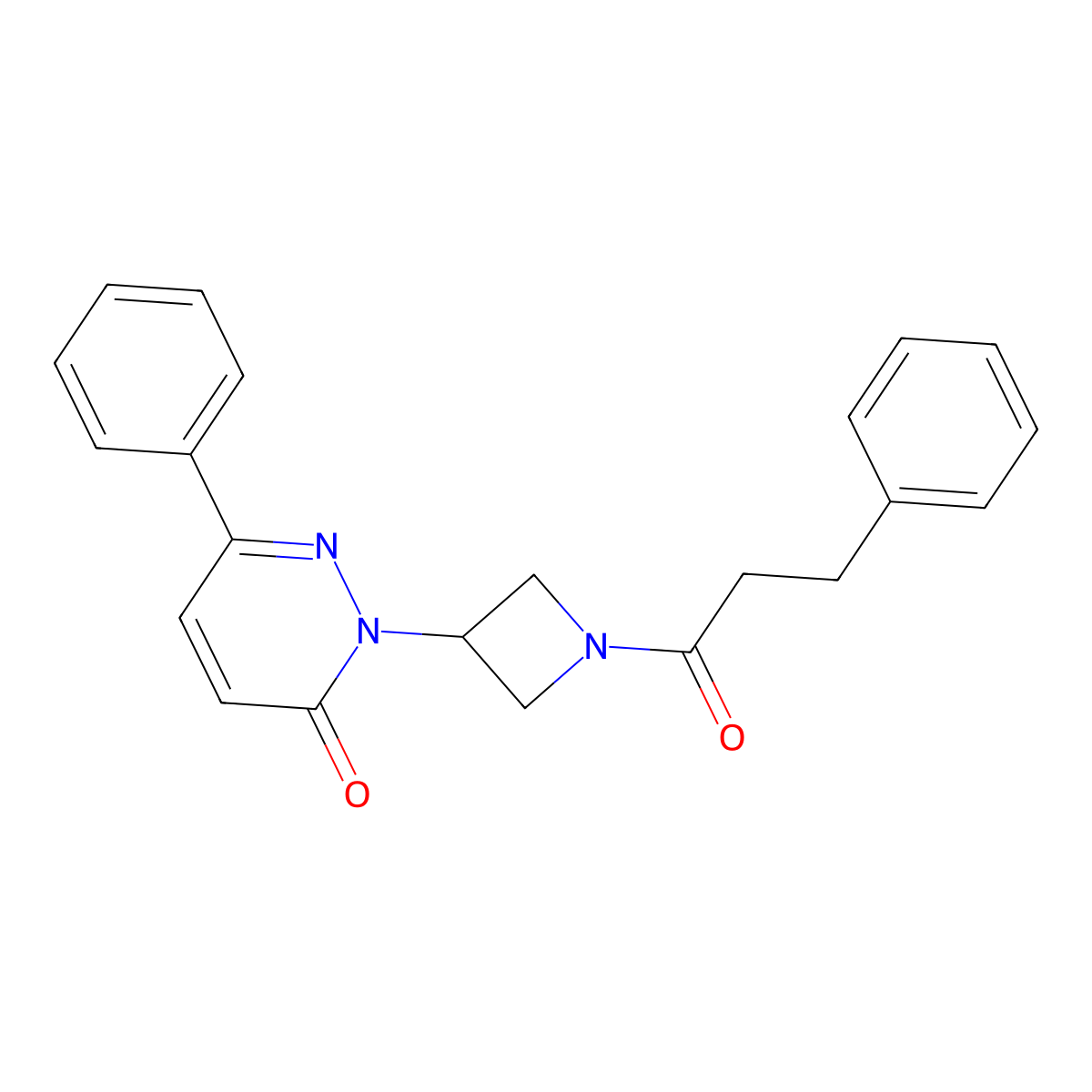 6-Phenyl-2-[1-(3-phenylpropanoyl)azetidin-3-yl]-2,3-dihydropyridazin-3-one molecular structure, CAS 2380176-76-9