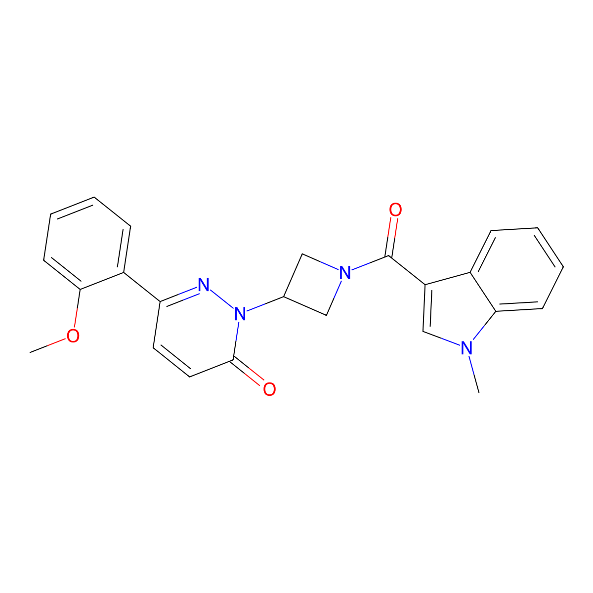 6-(2-methoxyphenyl)-2-[1-(1-methyl-1H-indole-3-carbonyl)azetidin-3-yl]-2,3-dihydropyridazin-3-one molecular structure, CAS 2380176-78-1