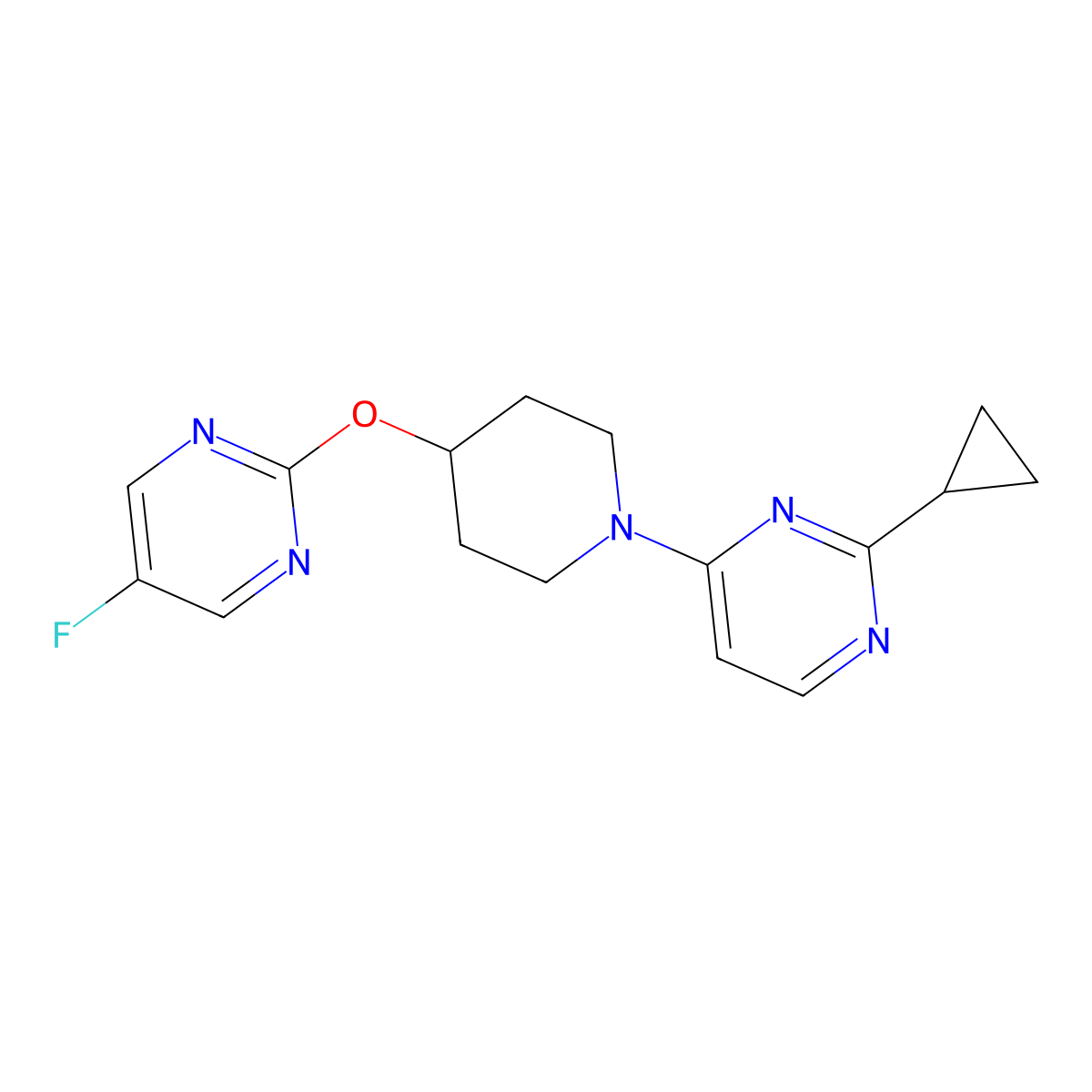 2-Cyclopropyl-4-{4-[(5-fluoropyrimidin-2-yl)oxy]piperidin-1-yl}pyrimidine molecular structure, CAS 2380176-80-5