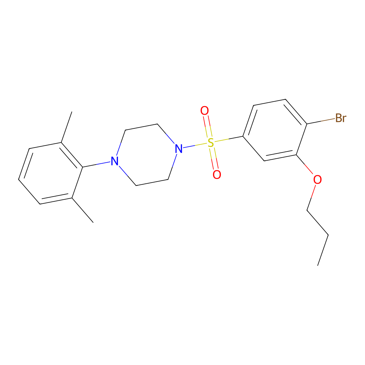 1-(4-Bromo-3-propoxybenzenesulfonyl)-4-(2,6-dimethylphenyl)piperazine molecular structure, CAS 2380176-83-8