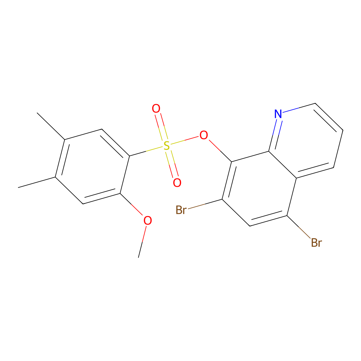 (5,7-Dibromoquinolin-8-yl) 2-methoxy-4,5-dimethylbenzenesulfonate molecular structure, CAS 2380176-87-2