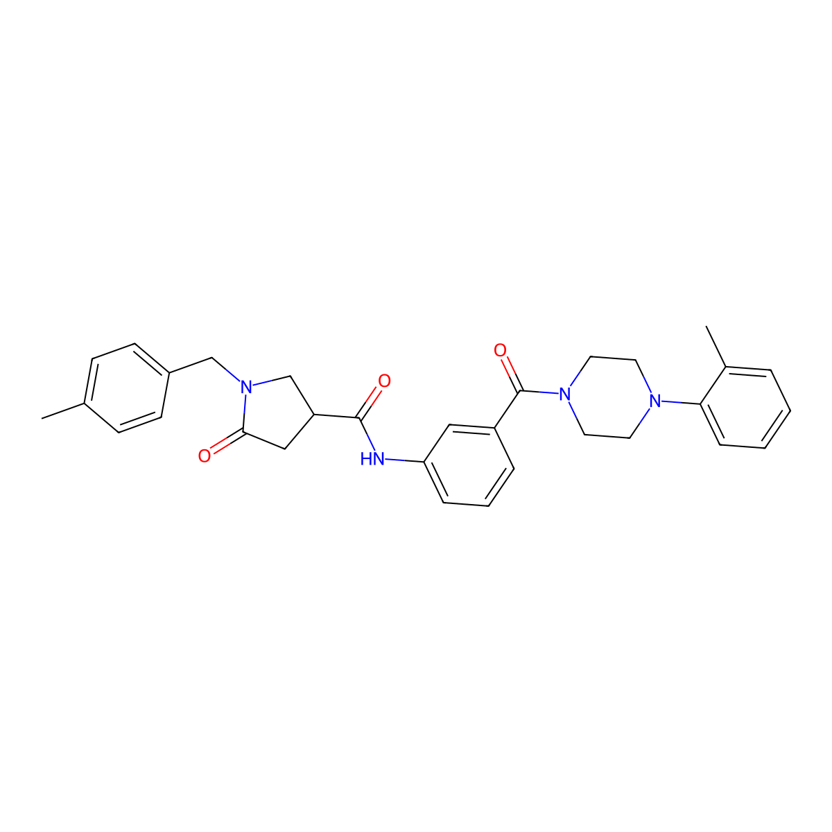 1-[(4-methylphenyl)methyl]-N-{3-[4-(2-methylphenyl)piperazine-1-carbonyl]phenyl}-5-oxopyrrolidine-3-carboxamide molecular structure, CAS 2380176-92-9