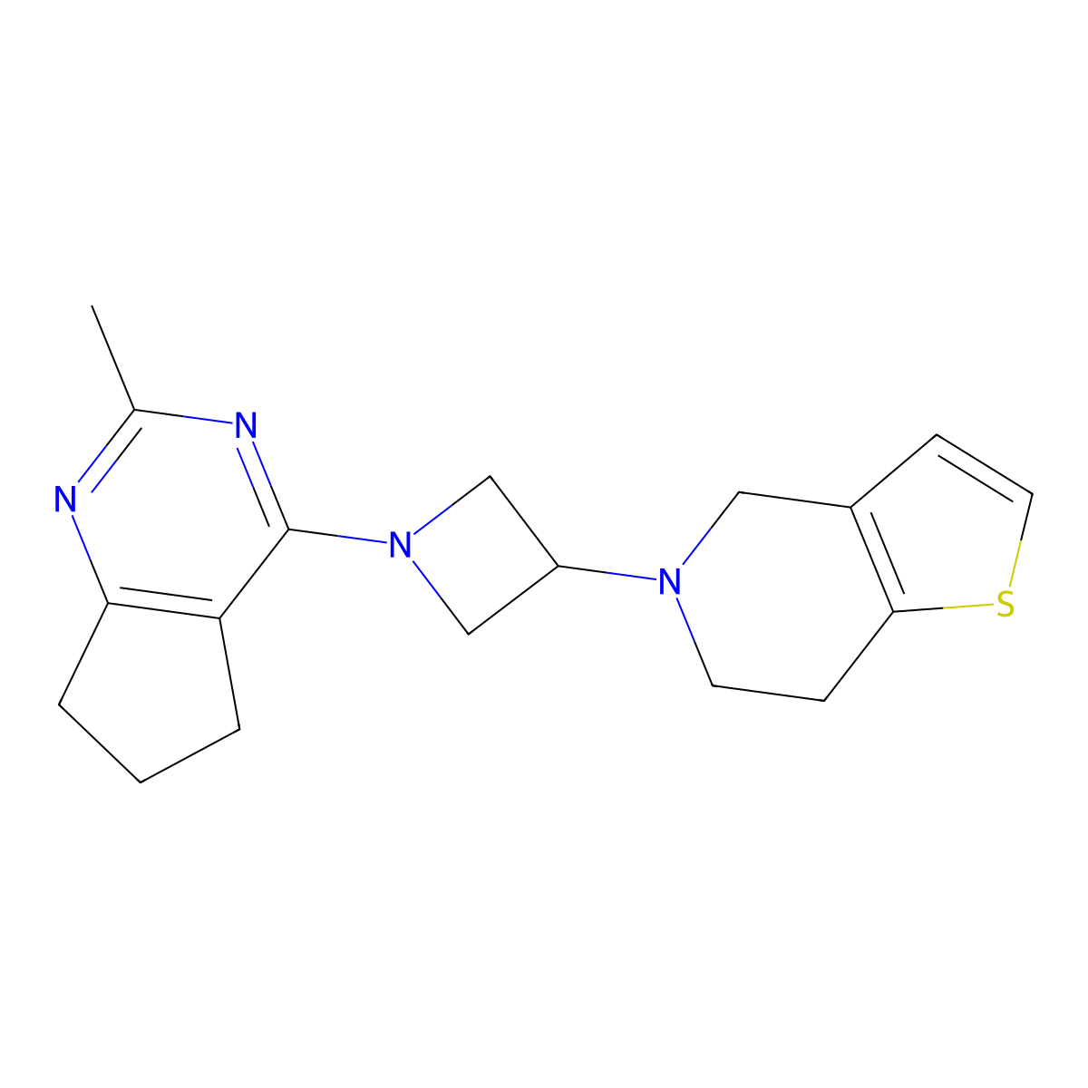 1-{2-methyl-5H,6H,7H-cyclopenta[d]pyrimidin-4-yl}-3-{4H,5H,6H,7H-thieno[3,2-c]pyridin-5-yl}azetidine molecular structure, CAS 2380176-96-3
