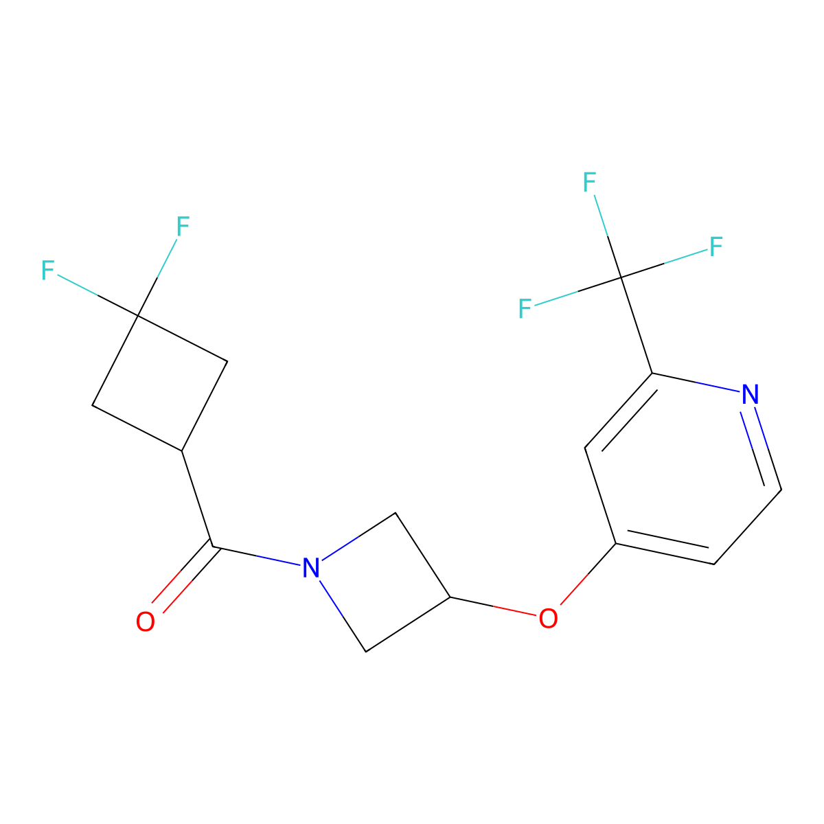 4-{[1-(3,3-Difluorocyclobutanecarbonyl)azetidin-3-yl]oxy}-2-(trifluoromethyl)pyridine molecular structure, CAS 2380176-97-4