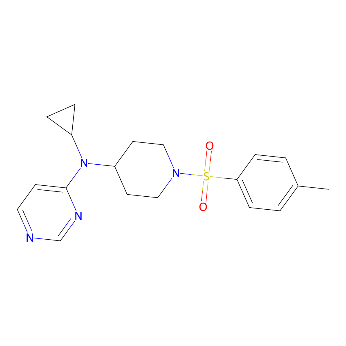 N-cyclopropyl-N-[1-(4-methylbenzenesulfonyl)piperidin-4-yl]pyrimidin-4-amine molecular structure, CAS 2380176-98-5