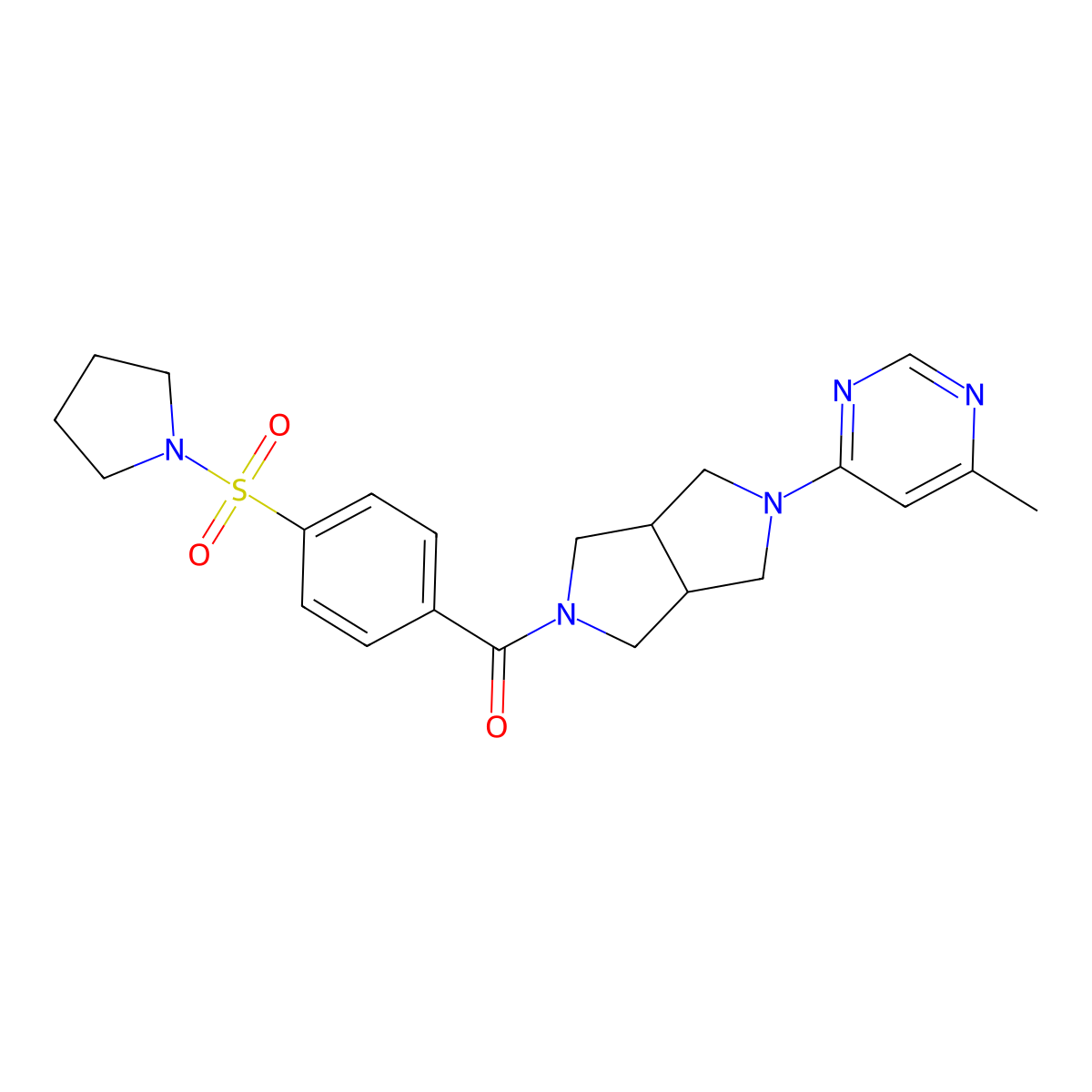 4-Methyl-6-{5-[4-(pyrrolidine-1-sulfonyl)benzoyl]-octahydropyrrolo[3,4-c]pyrrol-2-yl}pyrimidine molecular structure, CAS 2380177-02-4