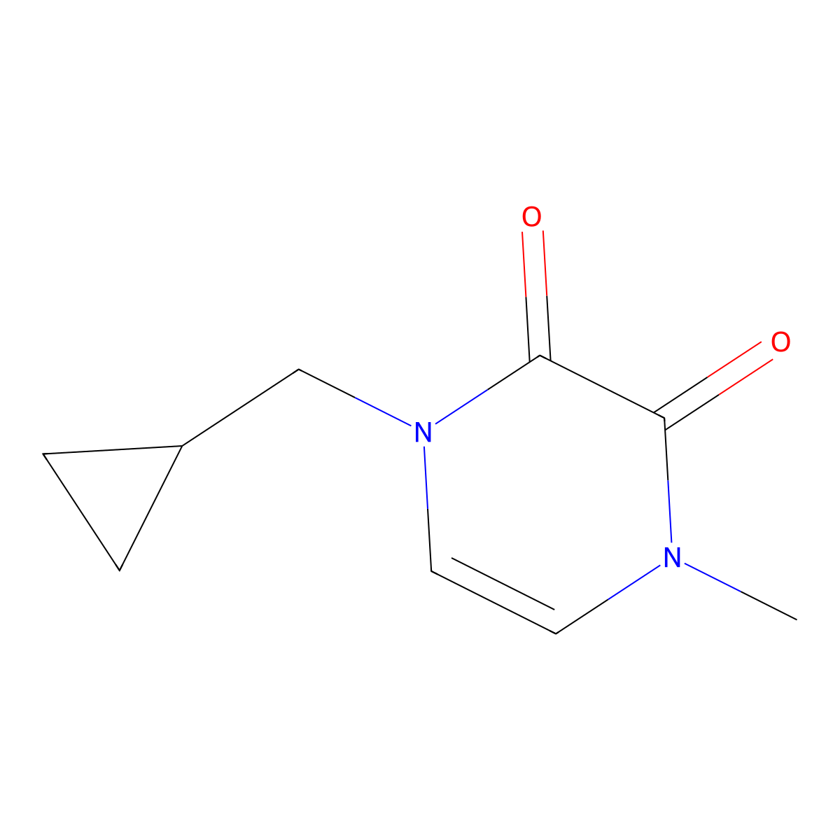 1-(Cyclopropylmethyl)-4-methyl-1,2,3,4-tetrahydropyrazine-2,3-dione molecular structure, CAS 2380177-03-5