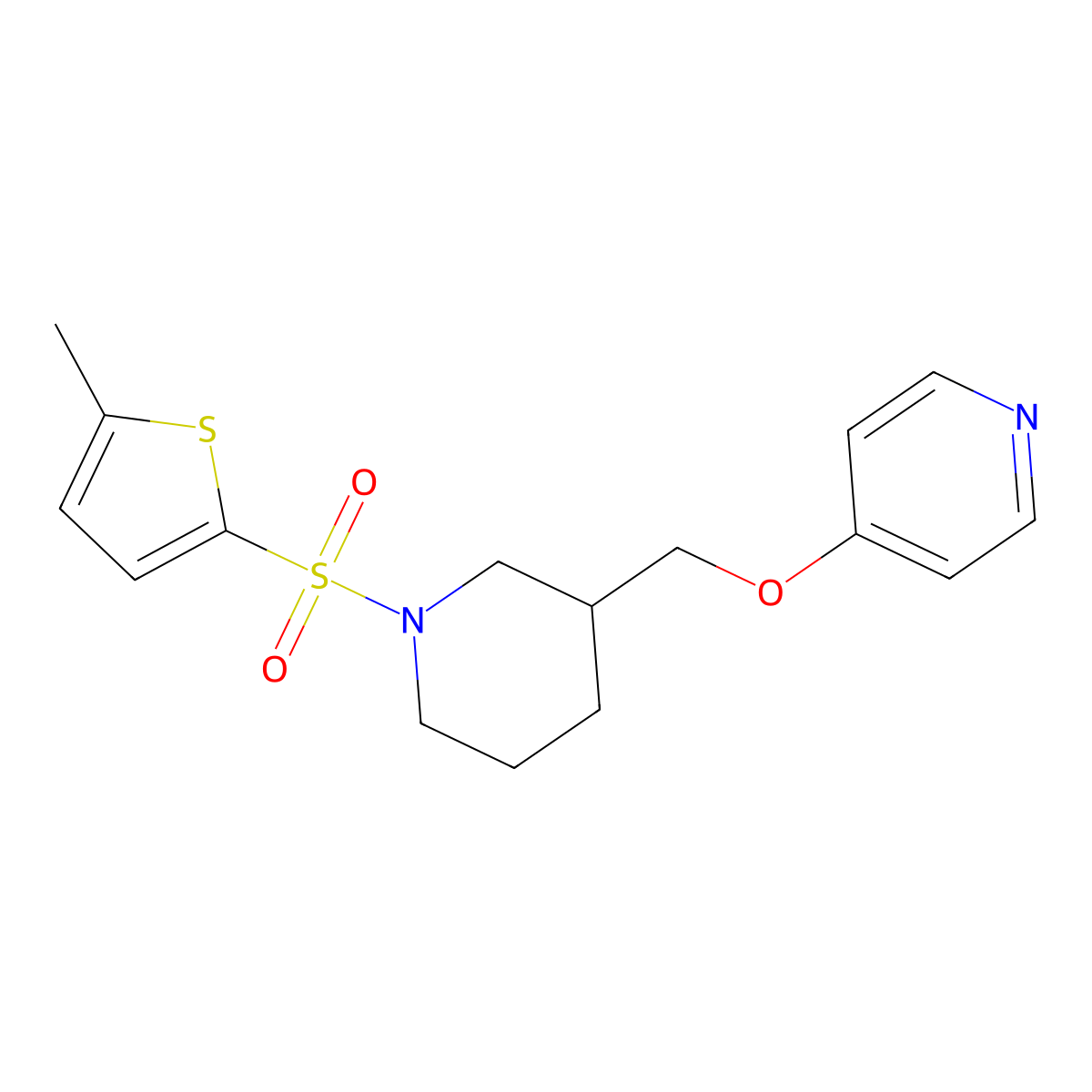 4-({1-[(5-Methylthiophen-2-yl)sulfonyl]piperidin-3-yl}methoxy)pyridine molecular structure, CAS 2380177-06-8