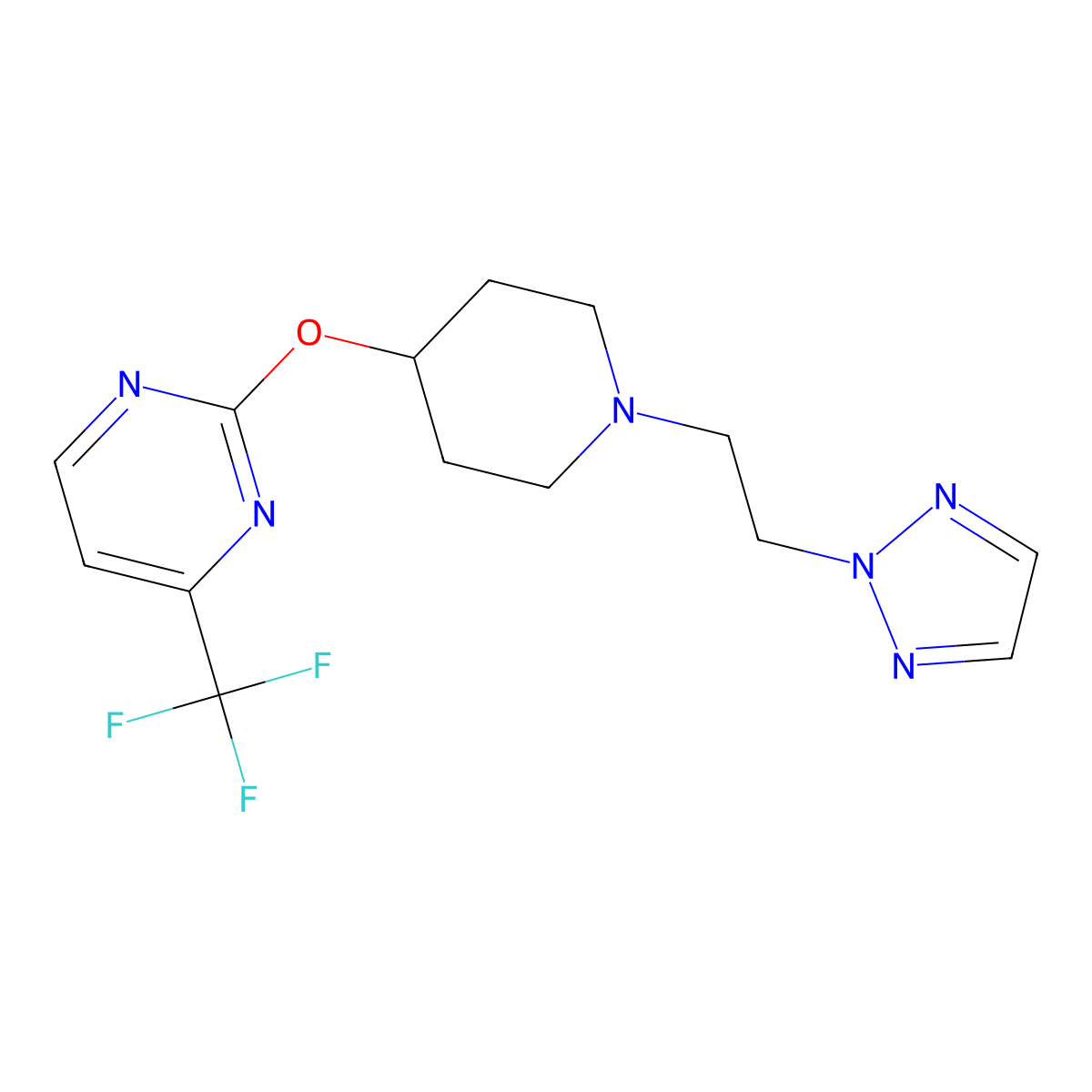 2-({1-[2-(2H-1,2,3-triazol-2-yl)ethyl]piperidin-4-yl}oxy)-4-(trifluoromethyl)pyrimidine molecular structure, CAS 2380177-09-1
