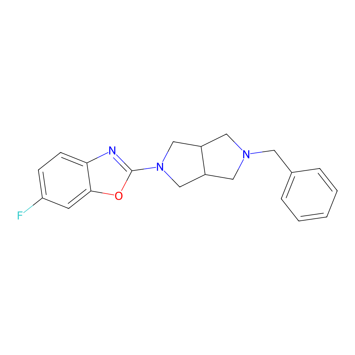 2-{5-Benzyl-octahydropyrrolo[3,4-c]pyrrol-2-yl}-6-fluoro-1,3-benzoxazole molecular structure, CAS 2380177-10-4